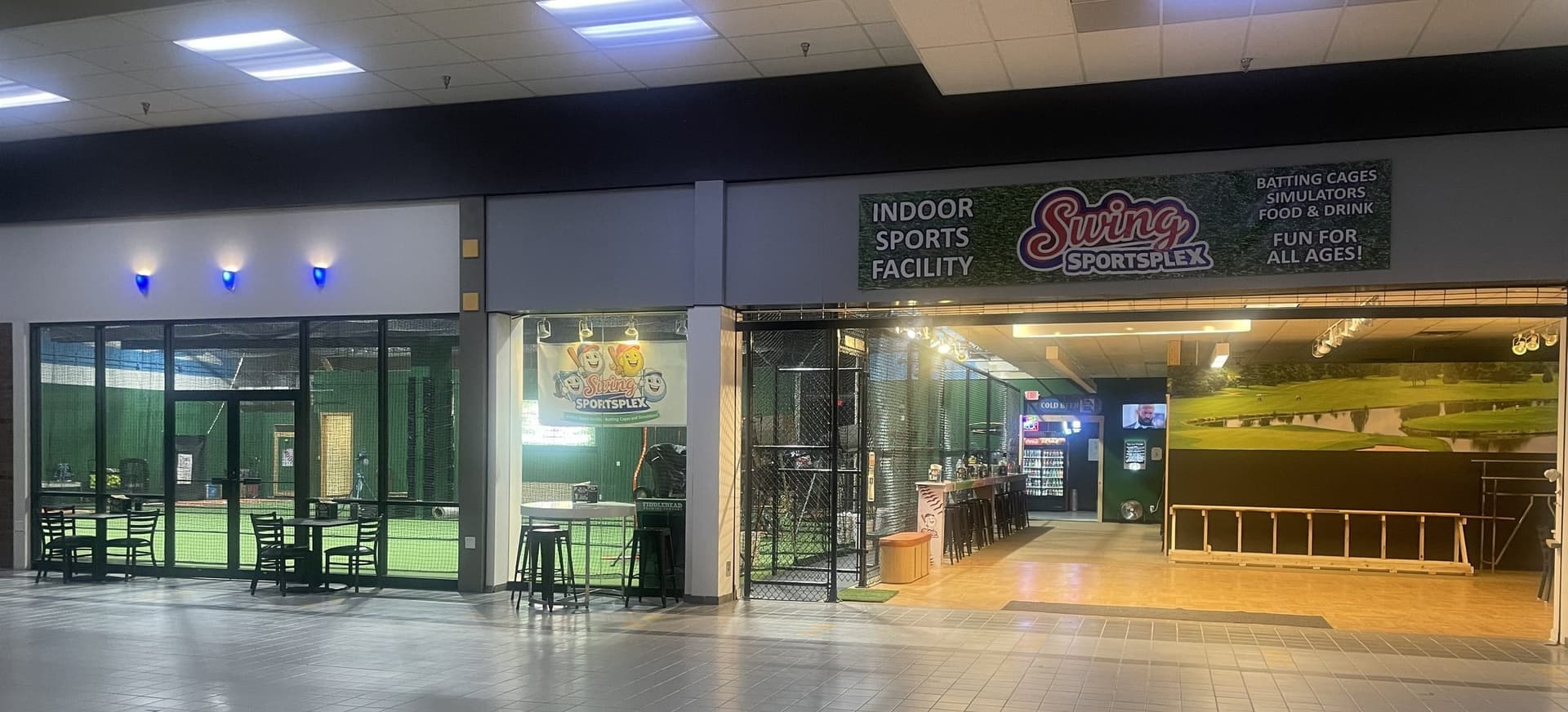 Swing Sportsplex storefront at the Green Mountain Mall in St. Johnsbury, Vermont